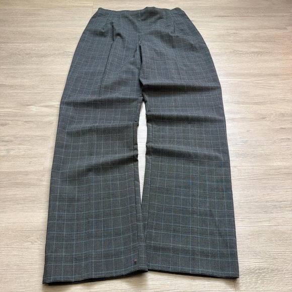American Vintage Pants - 26x28 Grey Plaid Wide Leg Straight Pleated Dress Pants Y2K 2000s